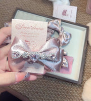 Pink Rhinestone Satin Hair Clip & Scrunchie - 4