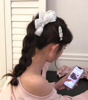 Silver Stars Satin Bow Claw Clip - 2