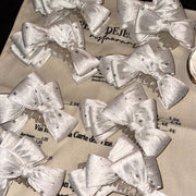 Silver Stars Satin Bow Claw Clip - 1